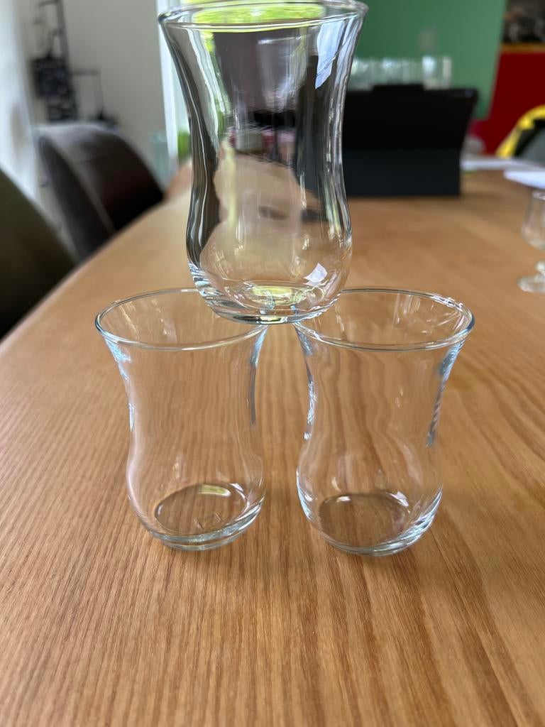 3x Turkse theeglazen (ince belli), Glas of Glazen, Nieuw, Ophalen of Verzenden, Glas