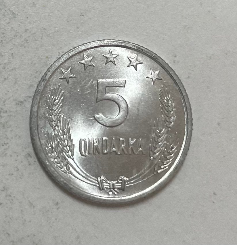 5 qindarka Albanië 1944-1969 bevrijding, Ophalen of Verzenden, Overige landen