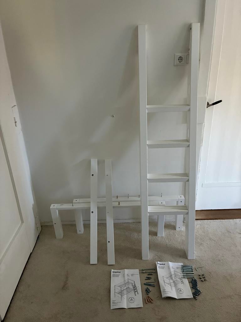 Bobita Combiflex trap en support set stapelbed wit, Ophalen, Gebruikt, 90 cm, Tweepersoons