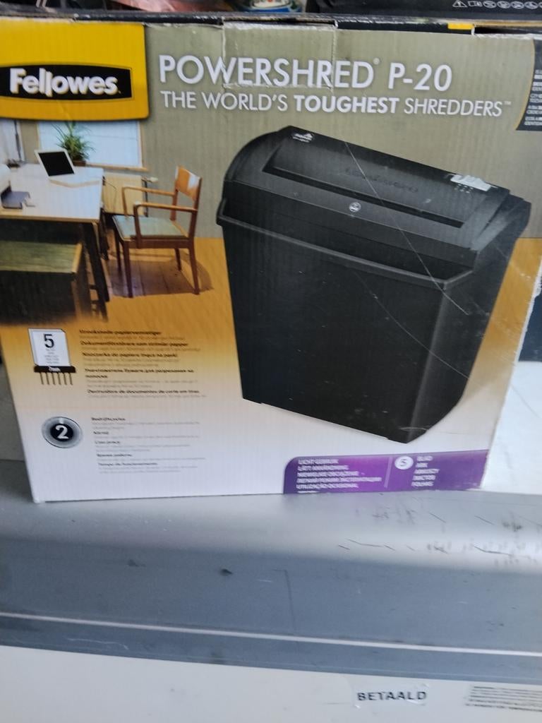 Fellowes Powershred P-20 papiervernietiger, Ophalen of Verzenden, Gebruikt