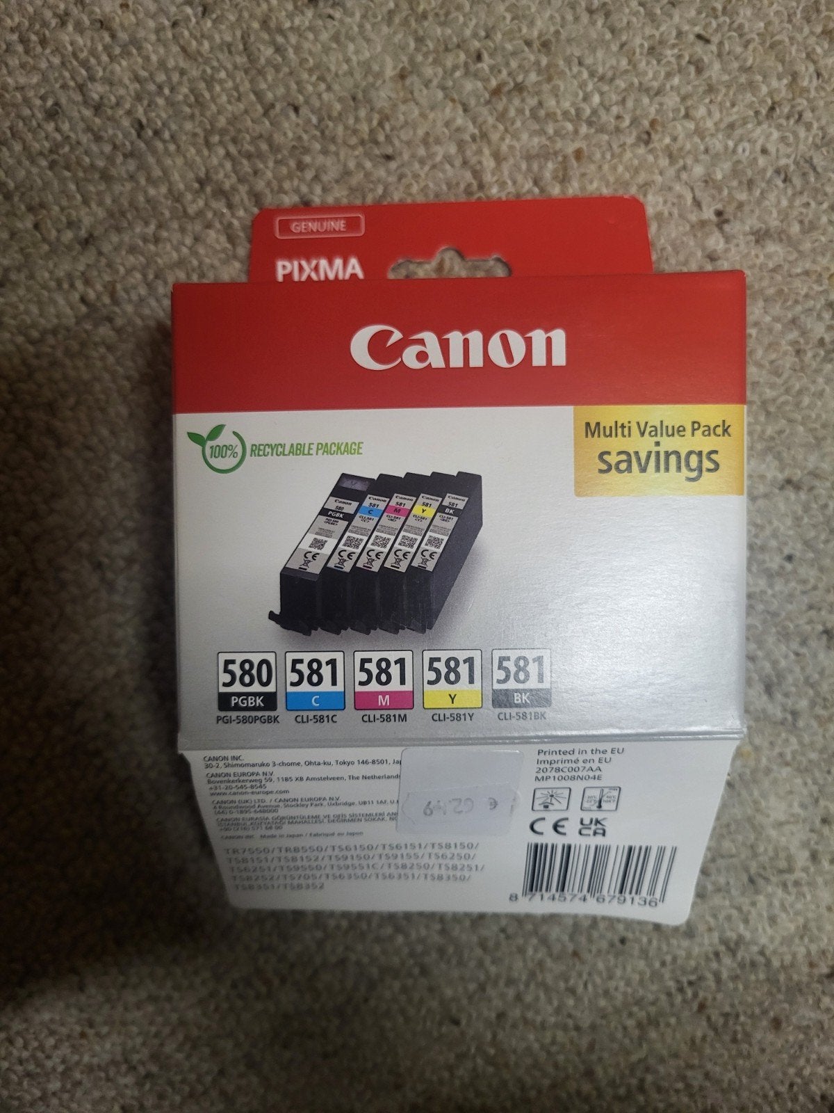 Canon cartridges (580/581) - Nieuw, verkeerd gekocht, Ophalen of Verzenden, Nieuw, Cartridge, Canon