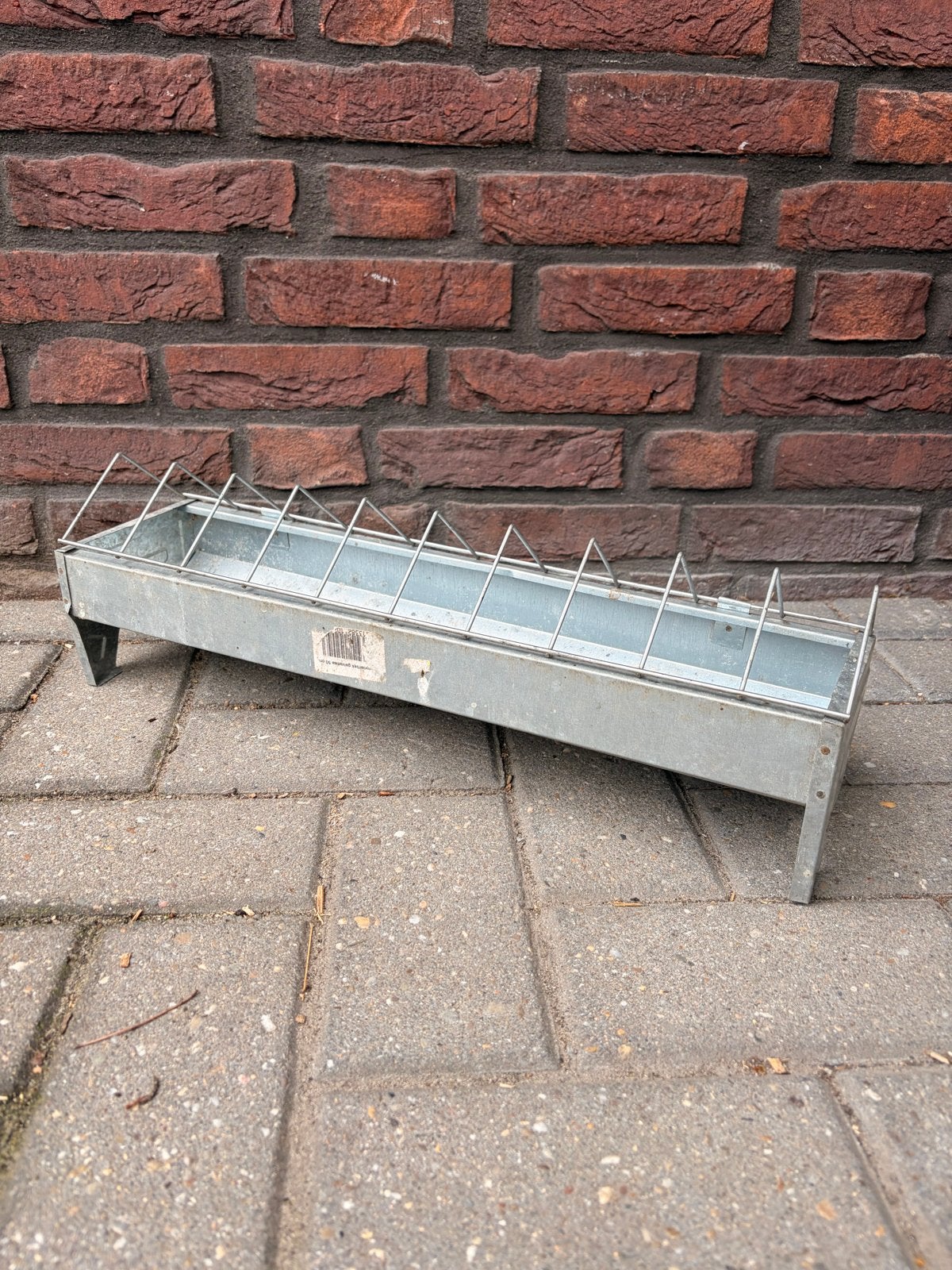 Gegalvaniseerde metalen voerbak voor pluimvee (50 cm), Dieren en Toebehoren, Ophalen of Verzenden, Gebruikt