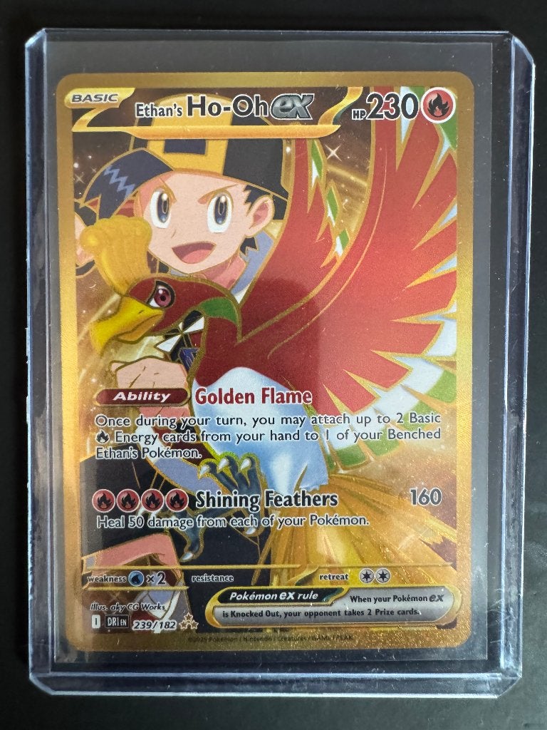 Pokemon kaart ethan’s ho-oh ex, Ophalen of Verzenden, Zo goed als nieuw, Losse kaart