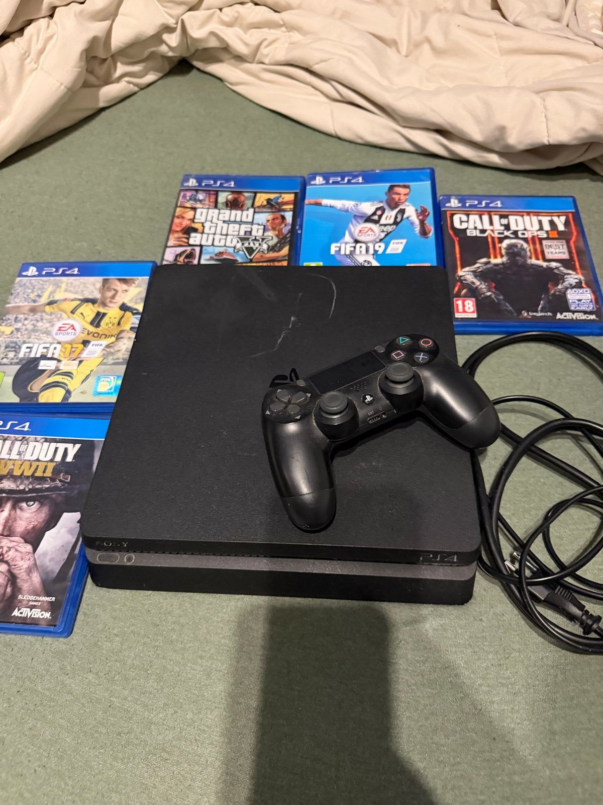 PlayStation 4 met controller en 5 games, Ophalen, Met 1 controller, Slim, 500 GB