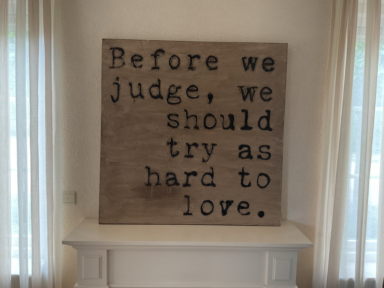 Houten wanddecoratie met inspirerende tekst, Ophalen, Gebruikt, Overige typen, 75 tot 100 cm