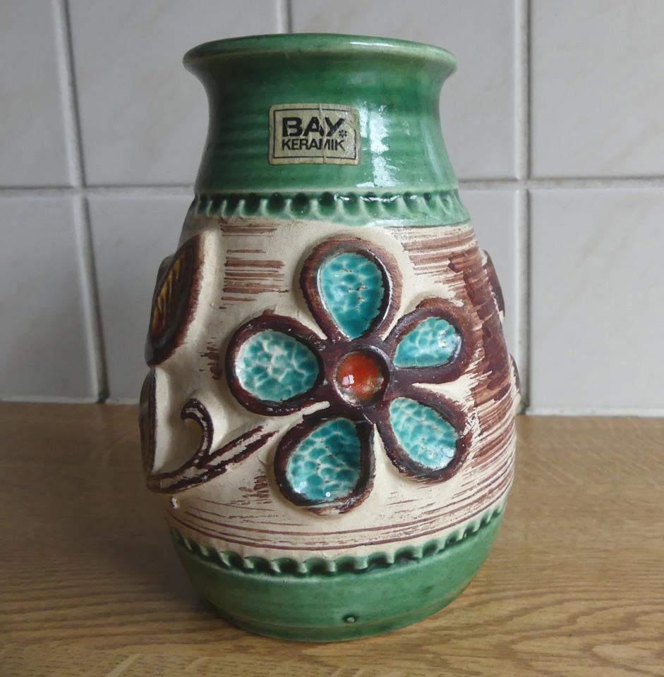 Bay Keramik vaas 94 14 Bodo Mans vintage West-Germany vaas, Gebruikt, Aardewerk of Porselein, Ophalen of Verzenden, Minder dan 50 cm