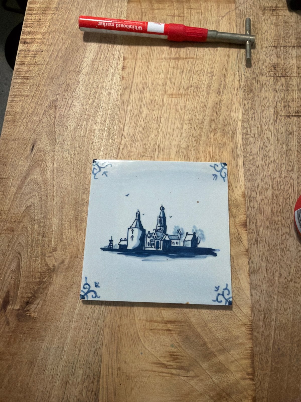 Delfts blauw tegeltje met Hollands landschap, Ophalen of Verzenden