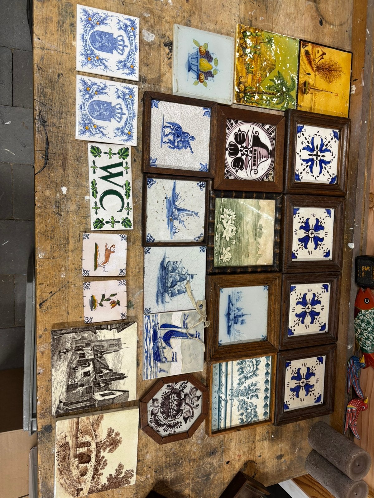 Lot antieke vintage tegeltjes wandtegel tegel, Ophalen