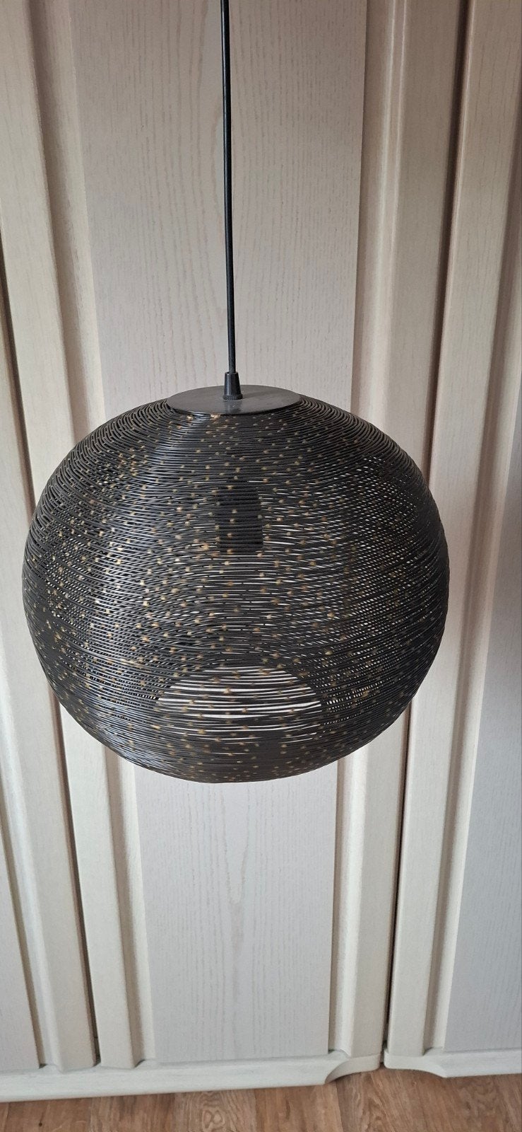 Bruine metalen hanglamp met gouden accenten - 42 cm, Ophalen, Zo goed als nieuw, Metaal, Minder dan 50 cm
