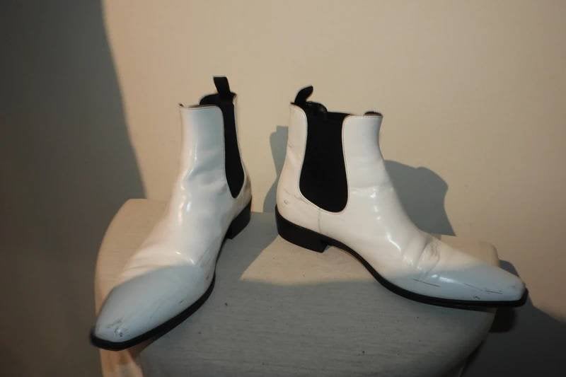 Prada witte leren laarzen elastisch deel merk druk mt 39, Kleding | Dames, Schoenen, Prada, Verzenden, Wit, Lage of Enkellaarzen