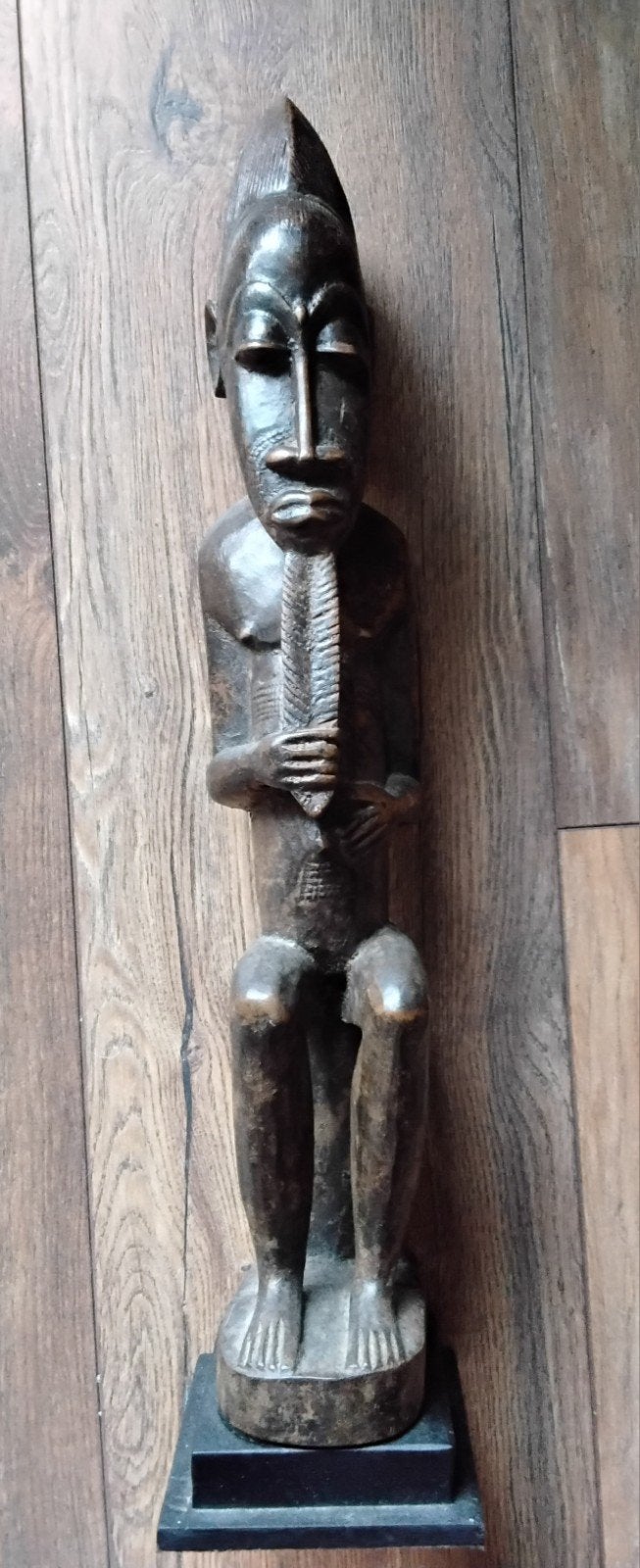 Zittende Baule Man Beeld uit Ivoorkust, 60 cm hoog, Ophalen of Verzenden