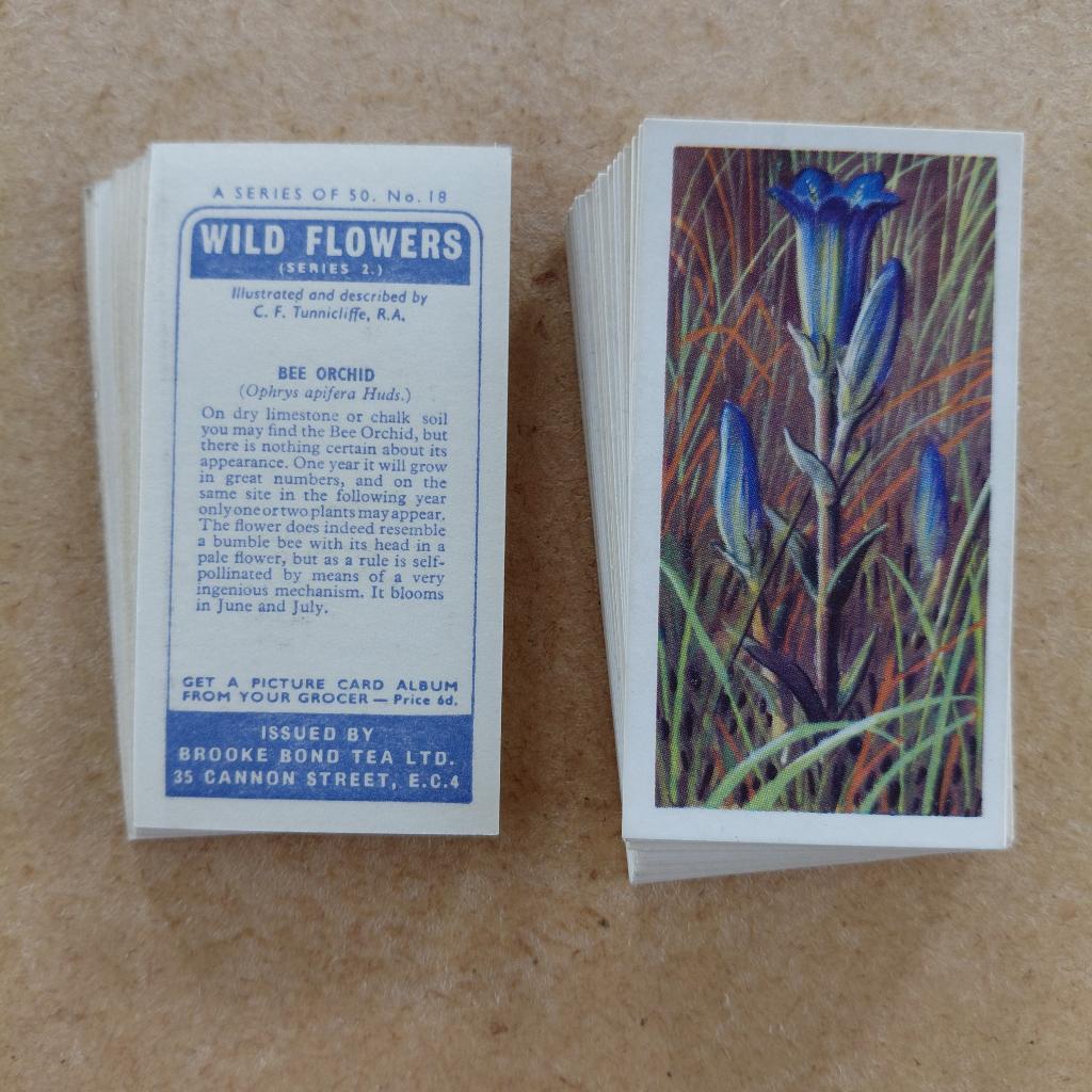 Wild Flowers series 2 complete set 50 bloemen tea cards 1959, Ophalen, Gebruikt