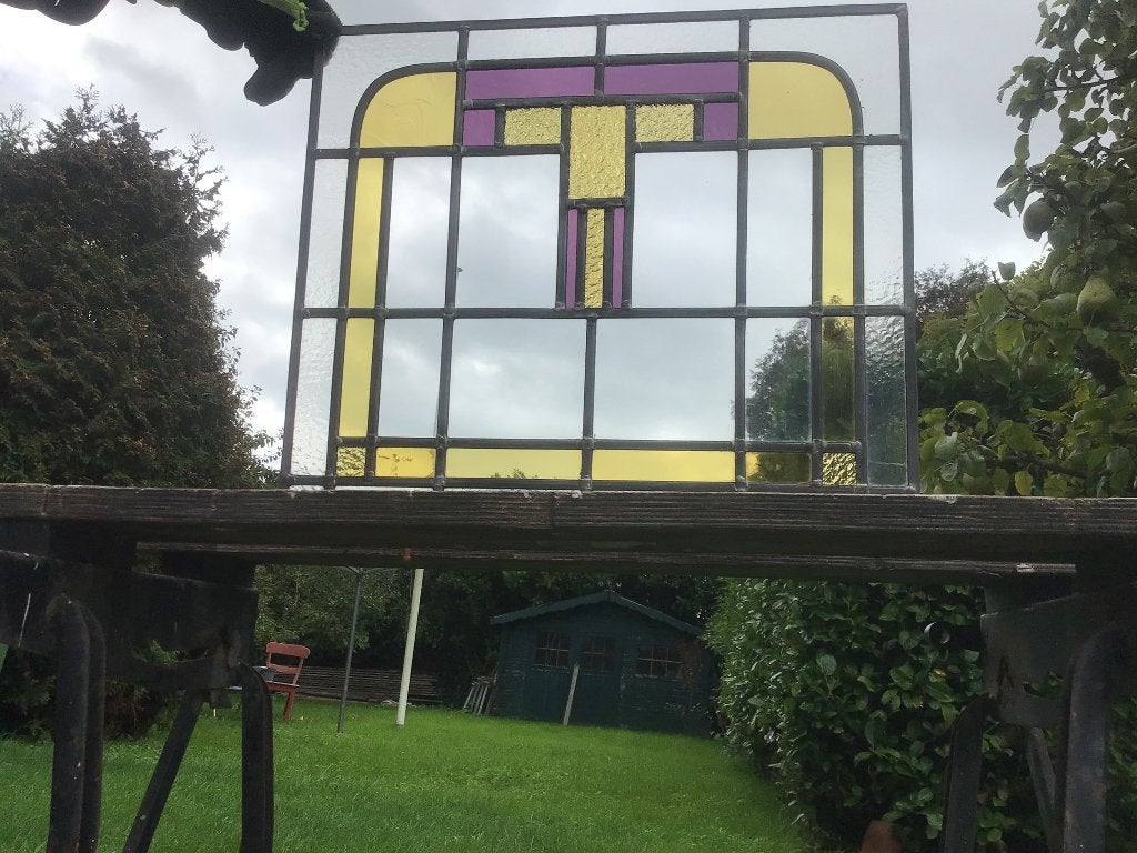 Mooie set glas in lood ramen, Gevelraam of Ruit, Minder dan 80 cm, Ophalen of Verzenden, Zo goed als nieuw