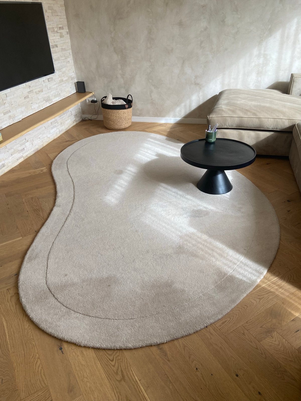 Westwing Collection Vloerkleed - Organische Vorm - Beige