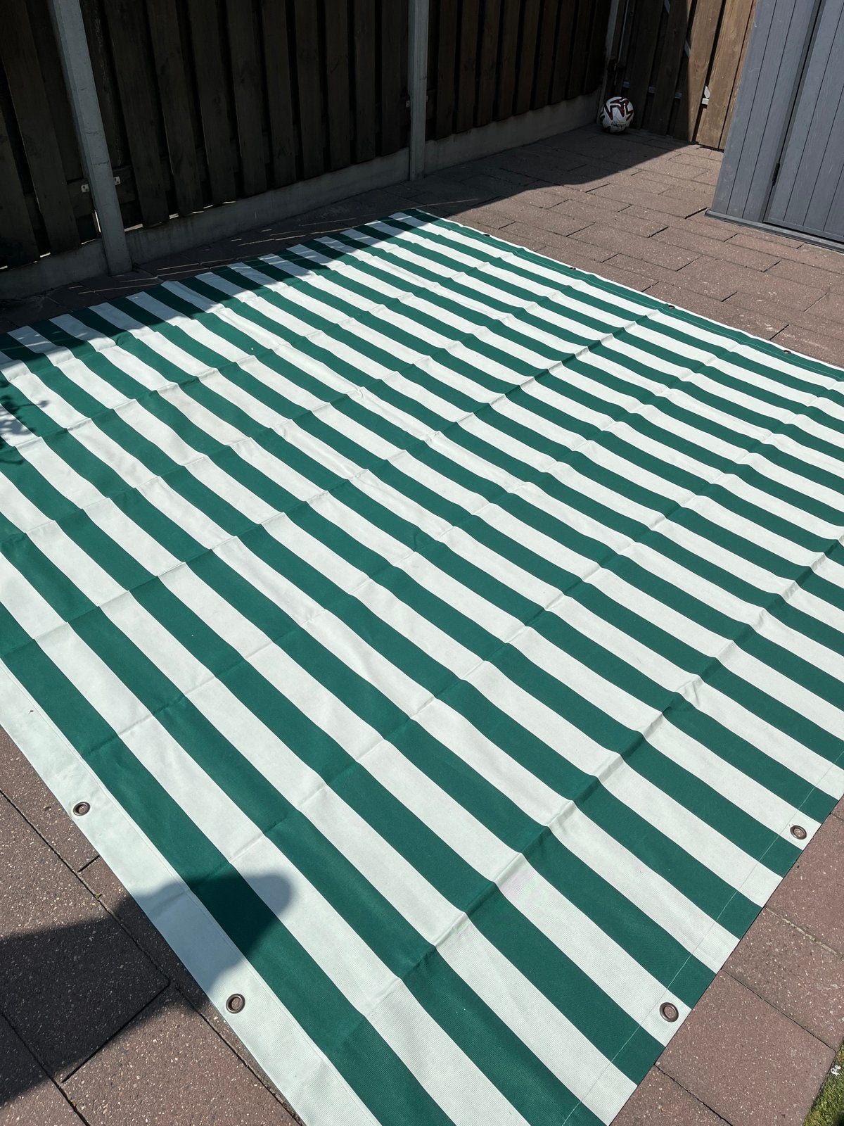 Zeildoek 3x3 meter groen/wit gestreept, Ophalen of Verzenden, Zo goed als nieuw