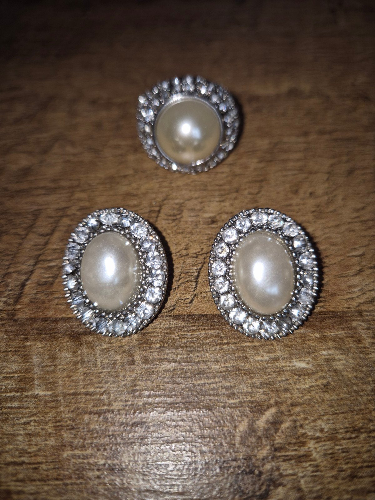 Mooi parel en strass sieradenset - ring en oorbellen, Met strass, Overige materialen, Ophalen of Verzenden, Zo goed als nieuw