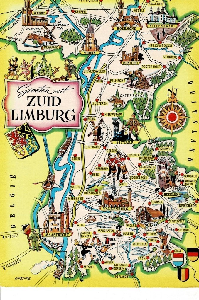 Zuid-Limburg, fantasie, Ophalen of Verzenden, 1960 tot 1980, Ongelopen, Limburg