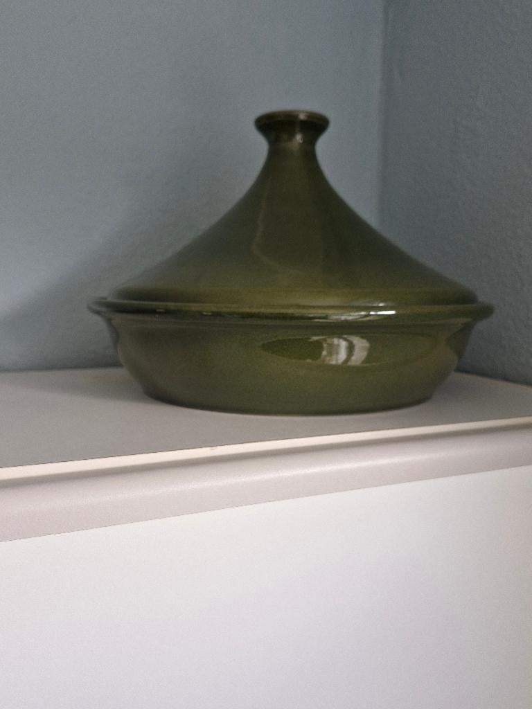 Emile Henry tajine, 32 cm diep groen, Verzenden, Gebruikt, Overige materialen, Overige typen