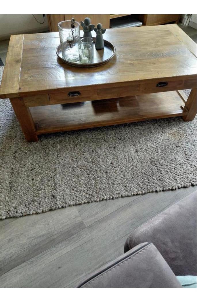 Teak salontafel met lades, Gebruikt, 100 tot 150 cm, Teakhout, Minder dan 50 cm