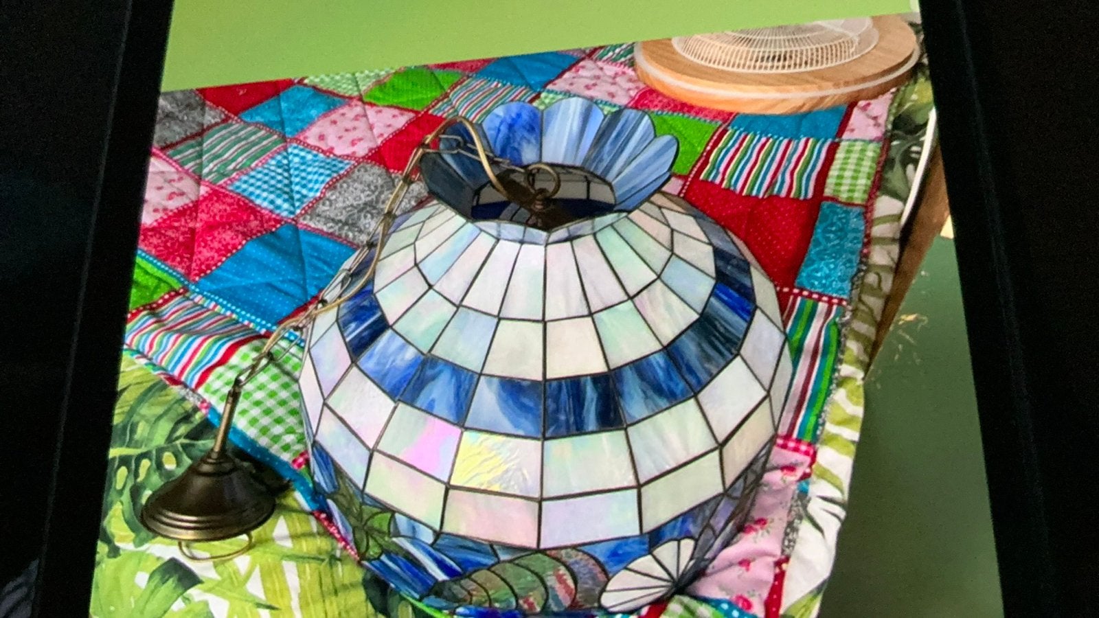 Tiffany hanglamp met schelpen motief. Blauw-Wit, Huis en Inrichting, Ophalen, Gebruikt