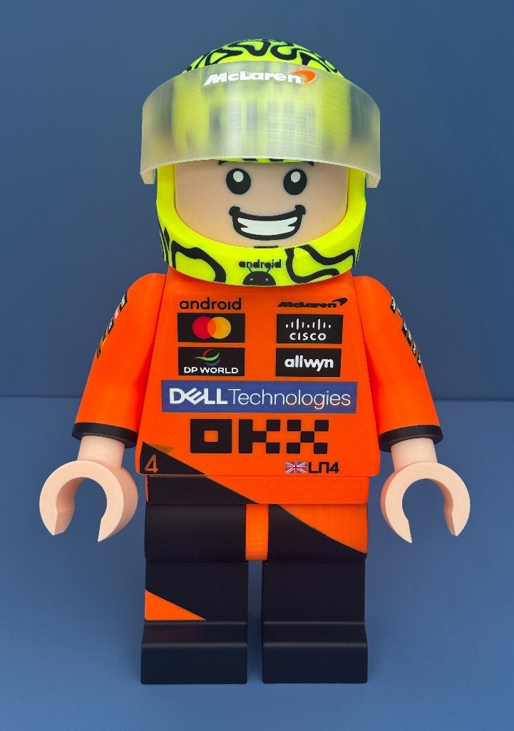 Lando Norris minifig McLaren F1 team 40cm groot (schaal1:10), Ophalen of Verzenden, Nieuw