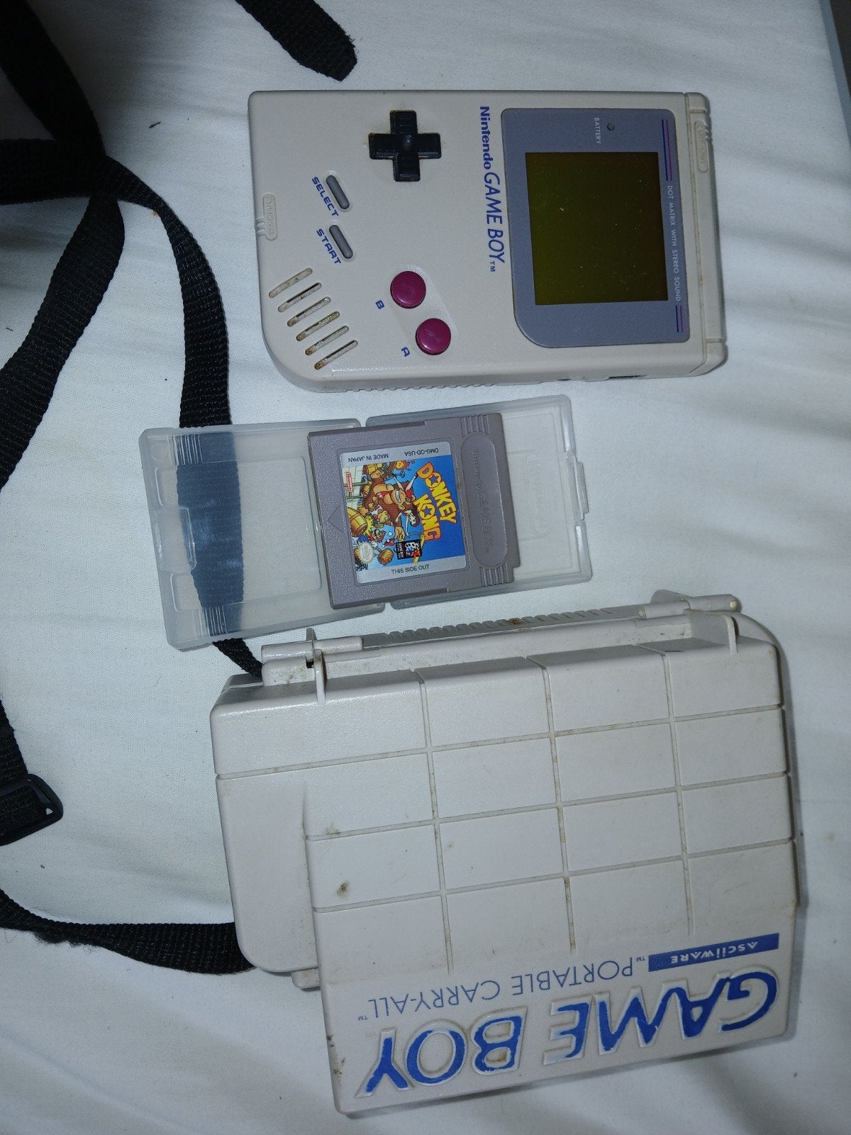 NINTENDO GAMEBOY + DONKEY KONG + PORTABLE CARRY ALL, Ophalen of Verzenden, Gebruikt, Game Boy Classic, Met beschermhoes of tas