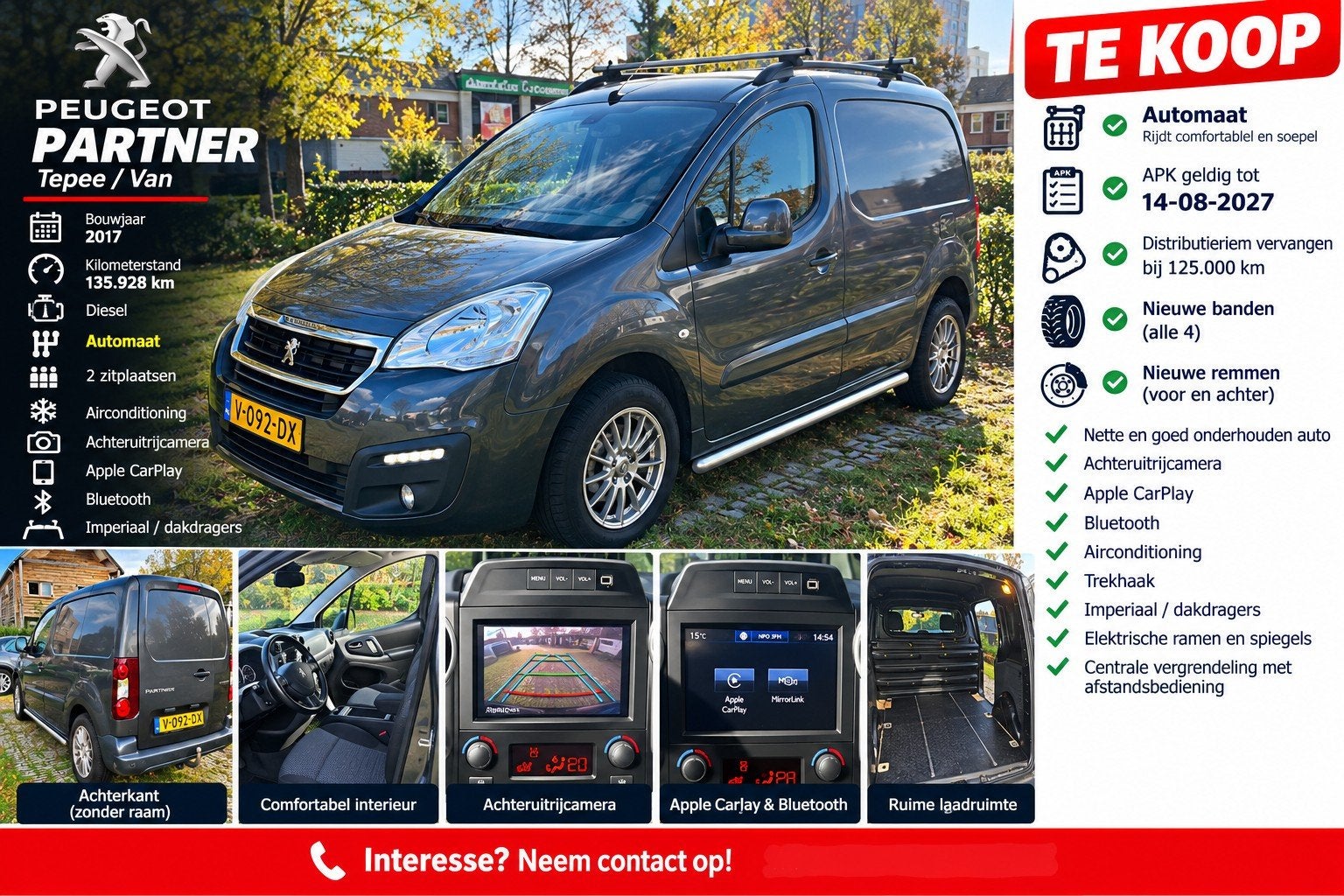 Peugeot Partner  L1 1.6 Bluehdi 100pk, Auto's, 4 cilinders, Origineel Nederlands, 24 km/l, 1560 cc