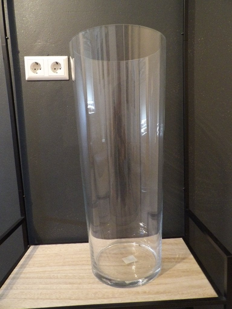 nieuw grote zware dikke  glazen vaas 65x26.5 cm incl doos, Ophalen, Transparant, Nieuw, Glas