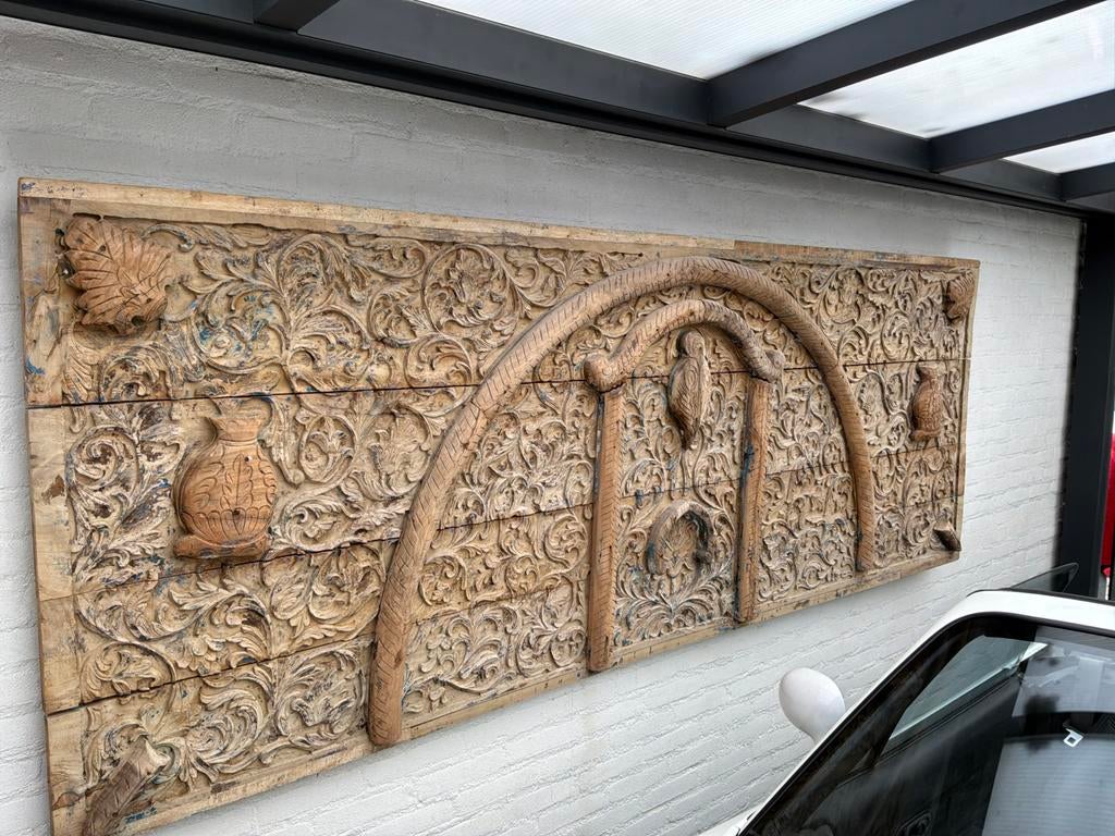 Oud Houten Wandpaneel uit India - 100x272 cm, Antiek en Kunst, Ophalen, Meer dan 2 meter, Handgemaakt, Wanddecoratie