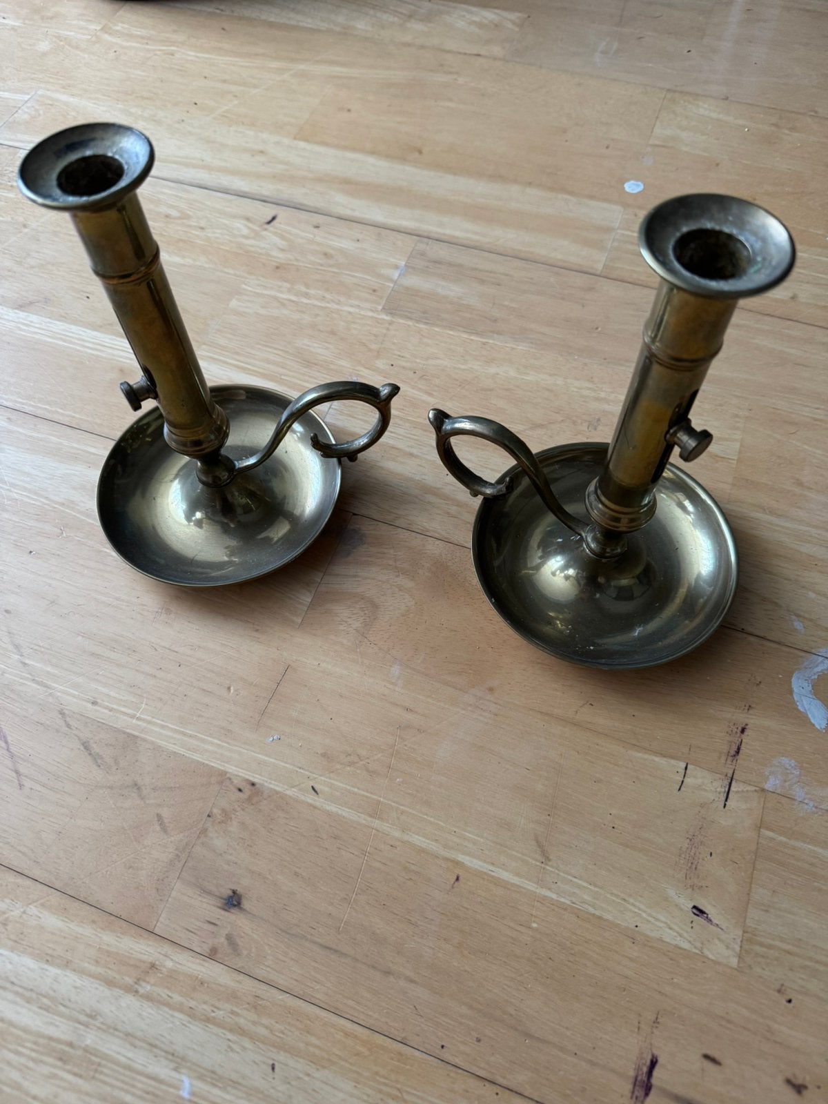 Twee koperen kandelaars, Ophalen of Verzenden, Koper of Brons