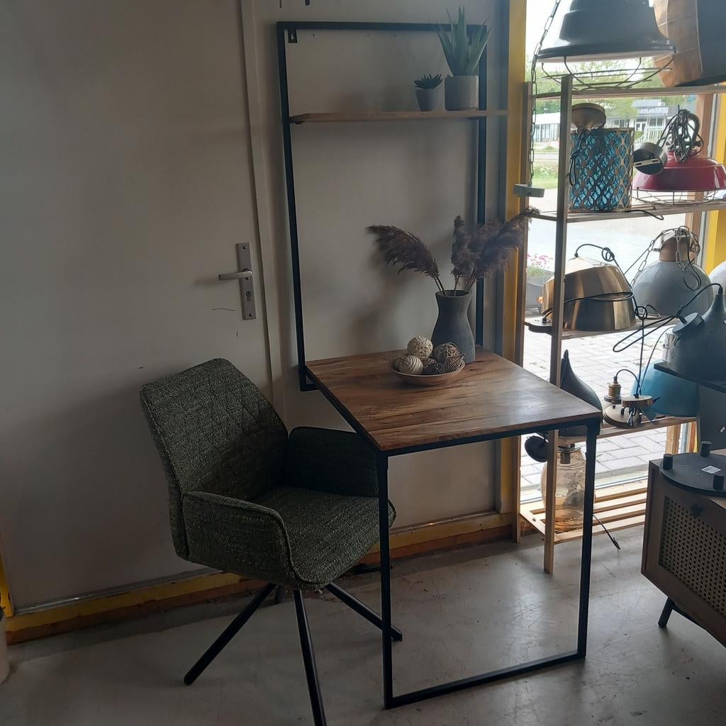 Wandklaptafel mangohout., Ophalen, Rechthoekig, 50 tot 100 cm