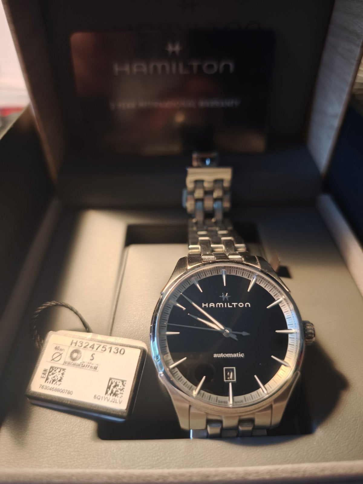 Hamilton Jazzmaster H32475130 Automaat 40mm Zwart H10, Sieraden, Tassen en Uiterlijk, Overige merken, Staal, Gebruikt, Staal