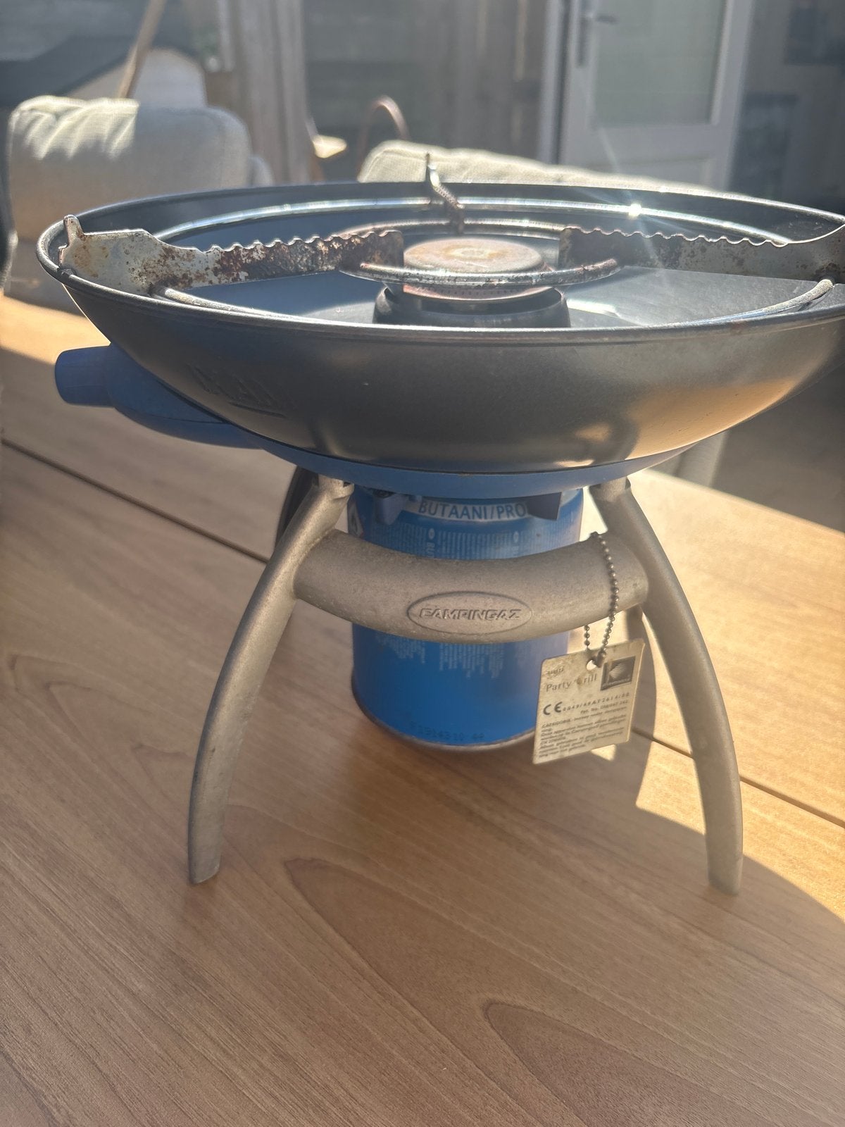 Campingaz Party Grill 200 met 2 gasflessen, Caravans en Kamperen, Ophalen, Gebruikt