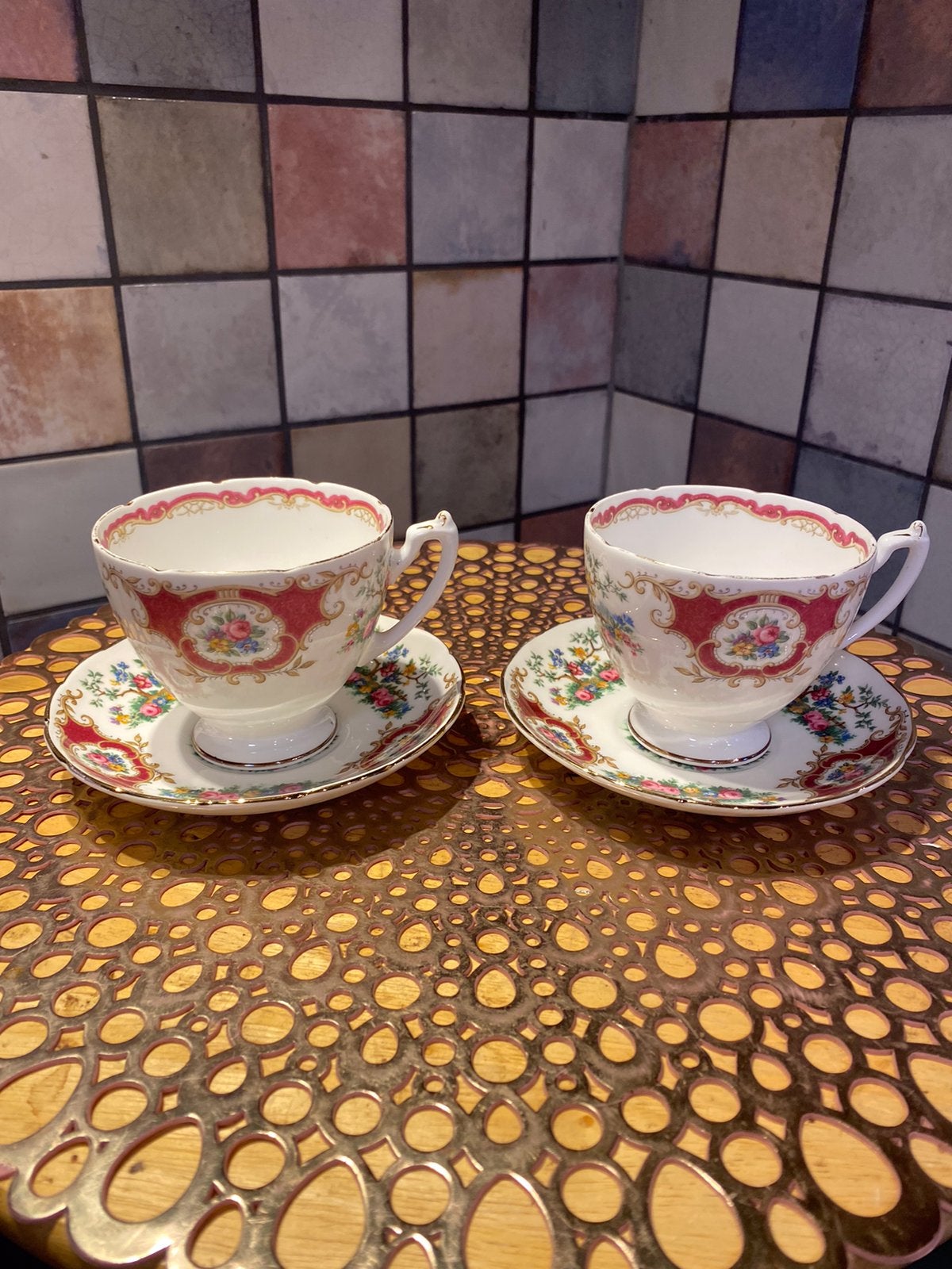 Coalport-Broadway Marone,bone China,2 vintage kop en schotel, Ophalen of Verzenden