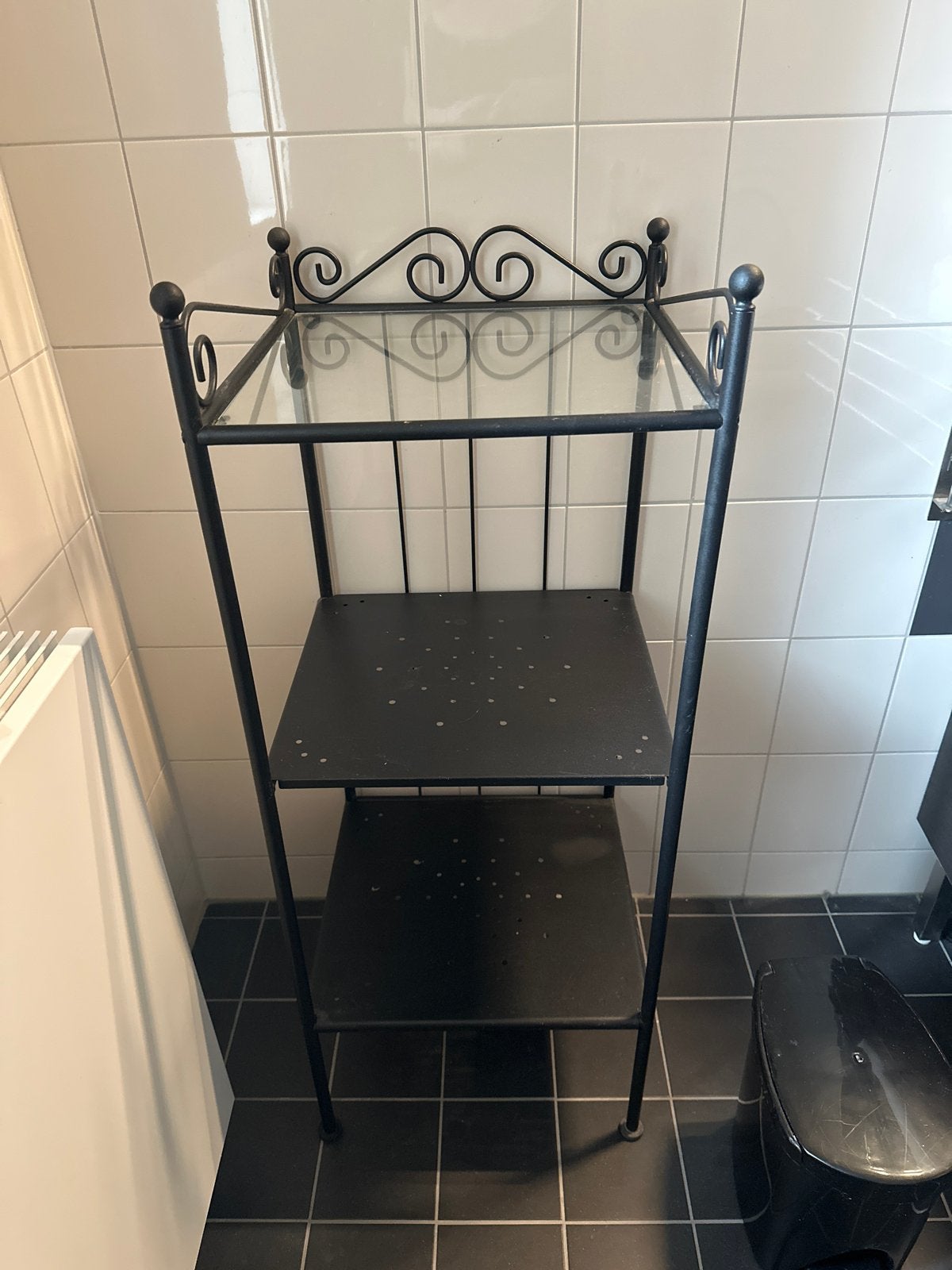 Metalen badkamer rekje IKEA - Zwart met glasplaat, Ophalen, Gebruikt