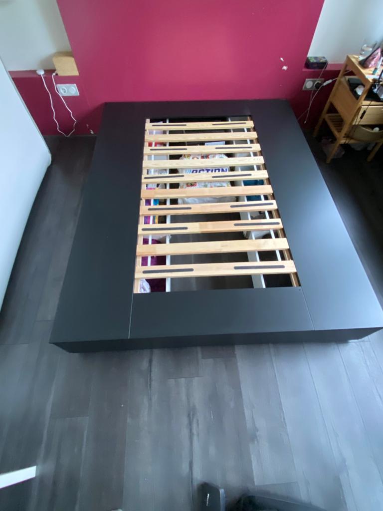 IKEA NORDLI bed 160 cm met opberglades, Huis en Inrichting, Slaapkamer | Bedden, Ophalen, Gebruikt, Zwart, Tweepersoons