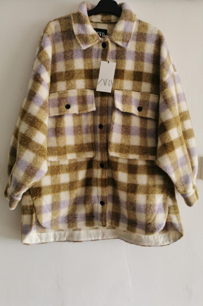 ZARA geruit overhemdjack met wol mt. L, Overige kleuren, Verzenden, Zara, Maat 42/44 (L)
