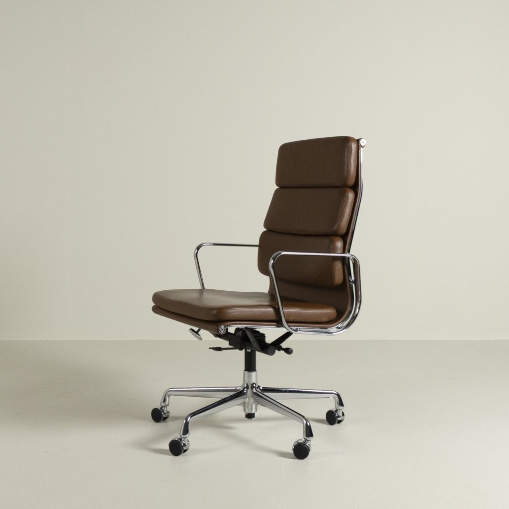 Vitra Eames EA 219 Soft Pad Bureaustoel Camel Leer - Chroom, Vitra, Zo goed als nieuw, Niet ingevuld, Niet ingevuld