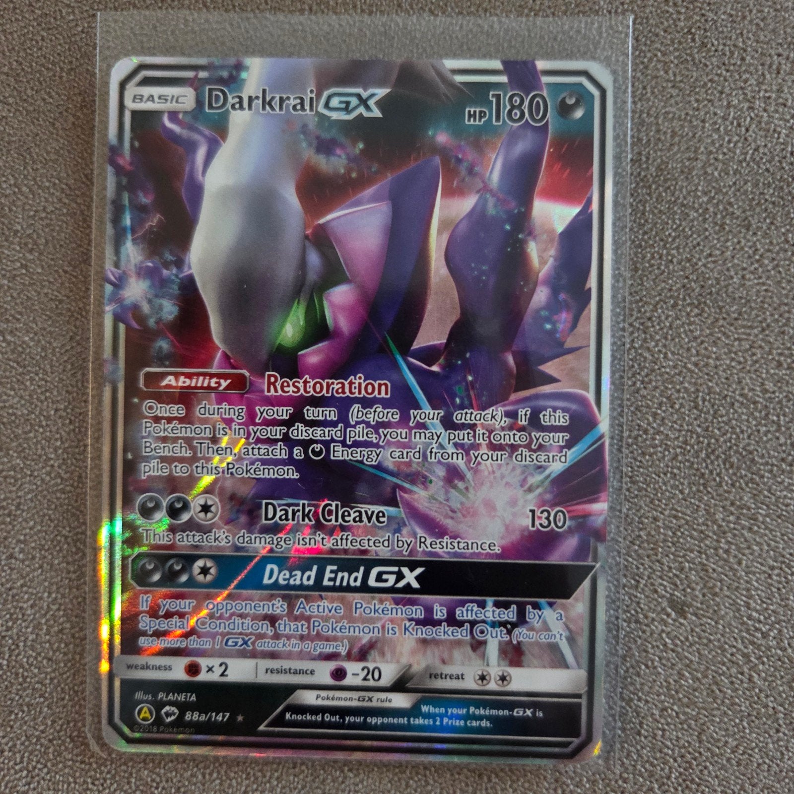 Darkrai GX Pokémon Kaart - Zeldzaam en in Topstaat!, Ophalen of Verzenden, Nieuw, Losse kaart
