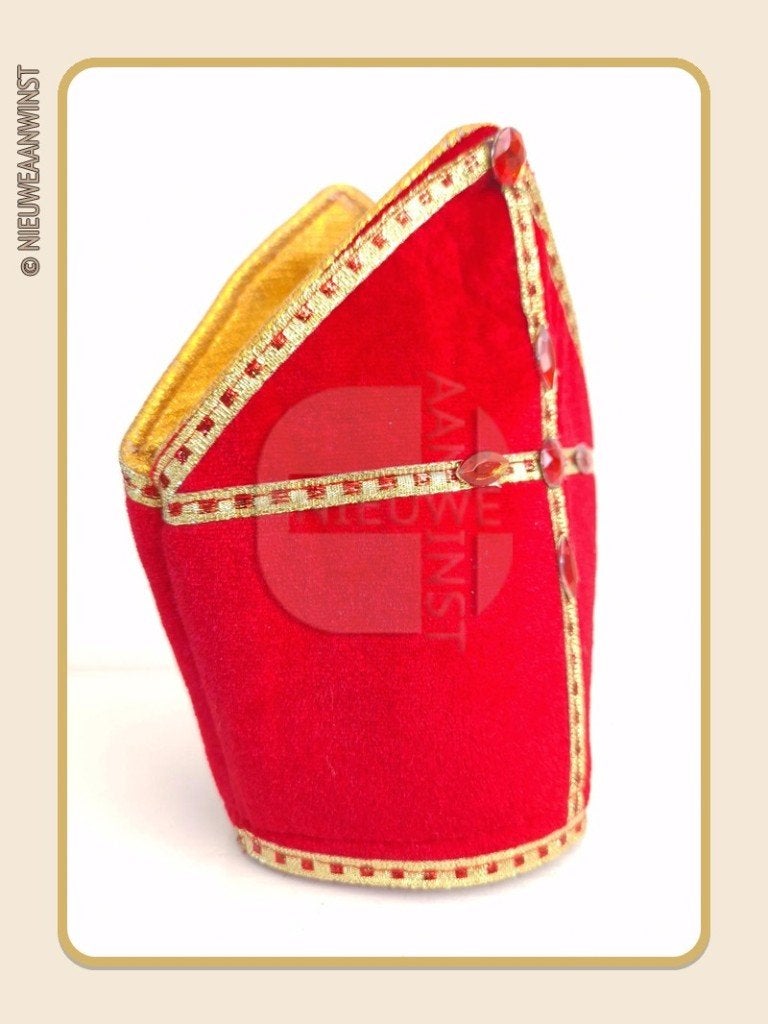 Nostalgische etalage Sinterklaasmijter - rood - 16cm, Diversen, Verzenden, Zo goed als nieuw