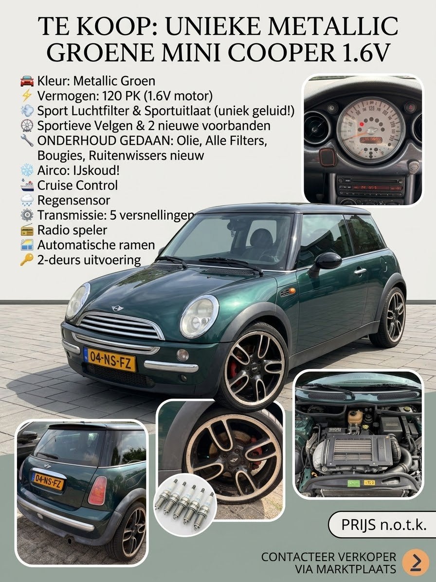 TE KOOP ! MİNİ COOPER 1.6V 120 PK 190.xxx OP TELLER NAP, Auto diversen, Ophalen, Gebruikt