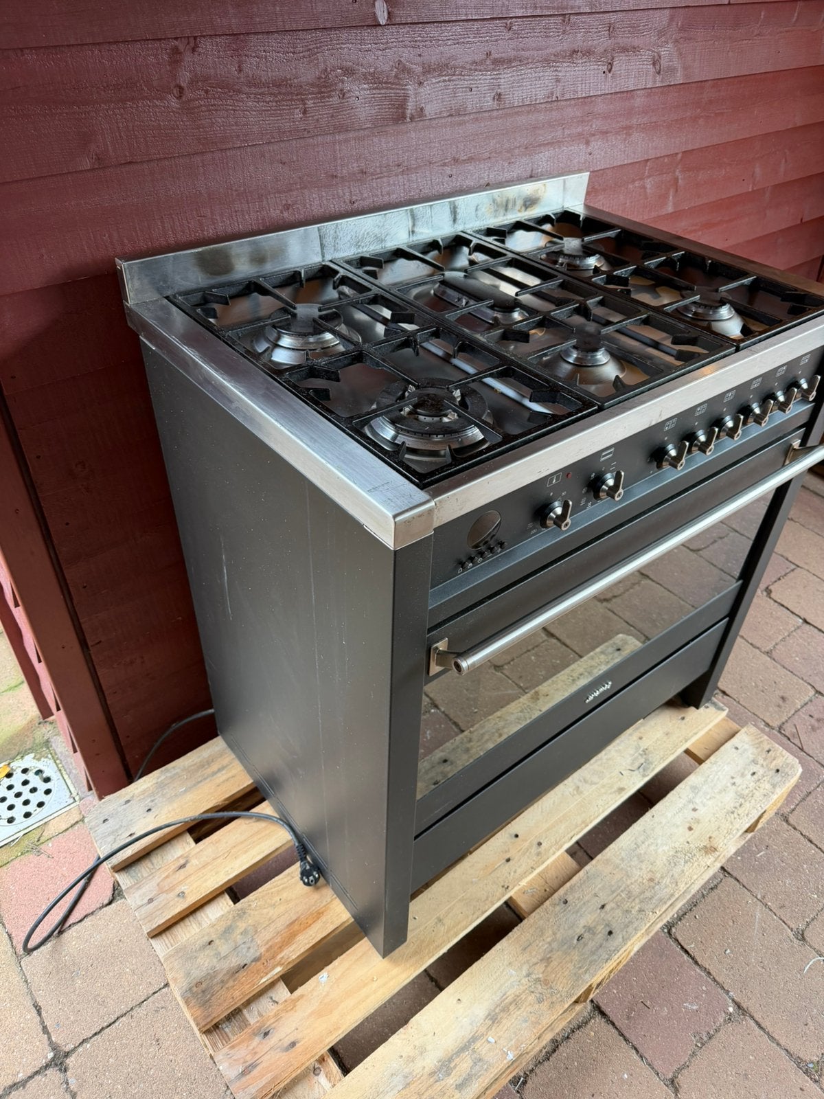 Smeg 5 pits gasfornuis 90 bij 60cm 91cm hoog., Ophalen, Gebruikt, 60 cm of meer, Gas