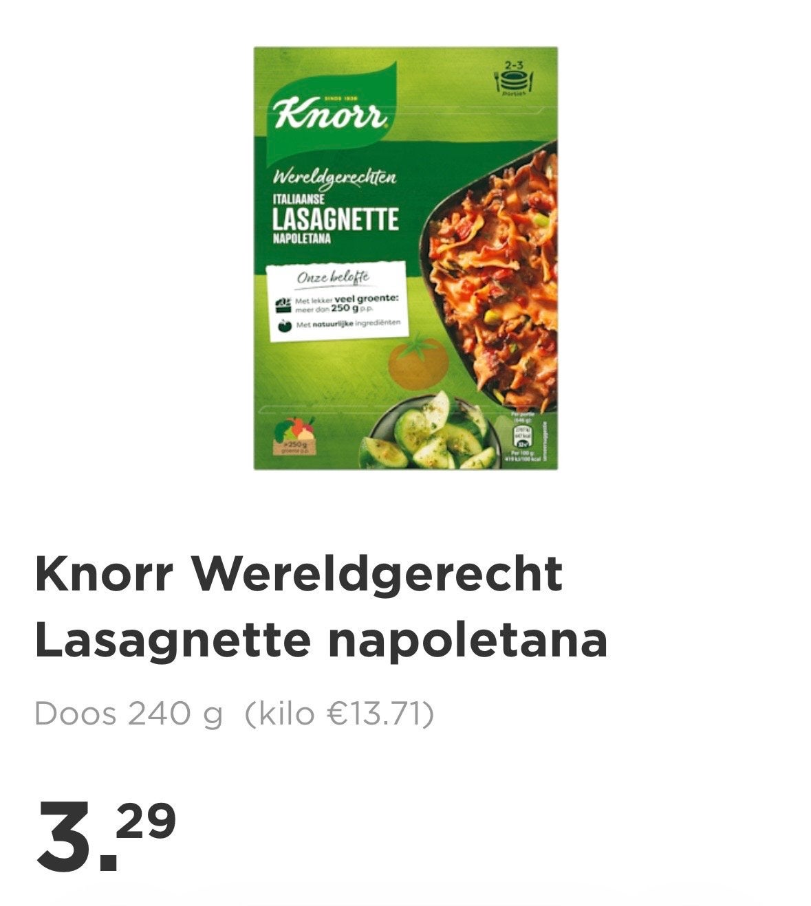 Knorr Italiaanse Lasagnette, Ophalen