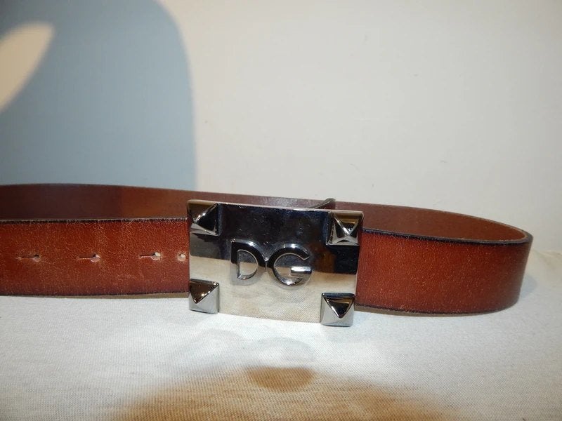 Dolce & Gabbana eerstelijns riem bruin zilver merk gesp, Dolce & Gabbana, Bruin, Verzenden, Echt leder