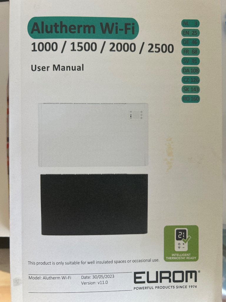Eurom Alutherm Wi-Fi Convector Kachel 2500 Watt, Ophalen, 30 tot 80 cm, Radiator, Zo goed als nieuw