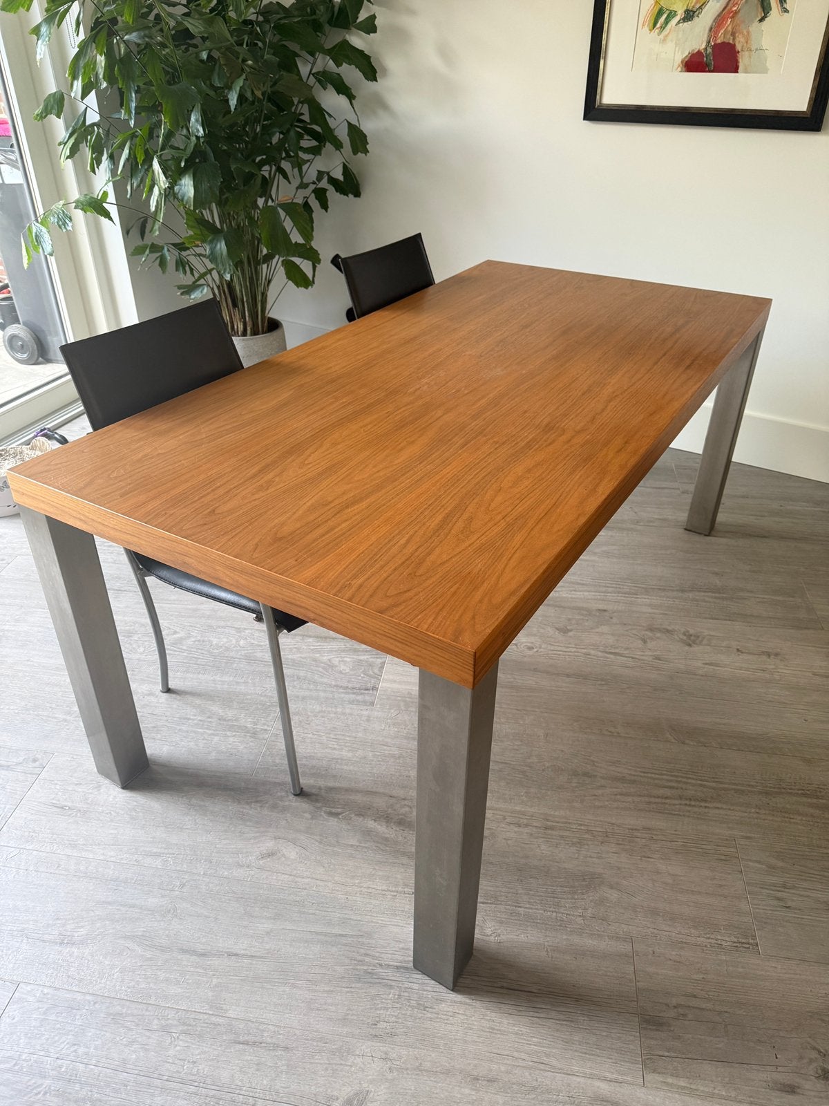Eettafel en twee stoelen, Huis en Inrichting, Tafels | Eettafels, Ophalen, Gebruikt, 50 tot 100 cm, 150 tot 200 cm
