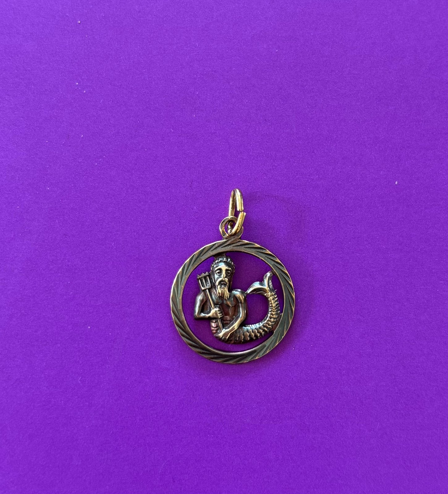 Gouden bedel 585 (14 karaat) sterrenbeeld waterman, Overige voorstellingen, Ophalen of Verzenden, Zo goed als nieuw, Goud