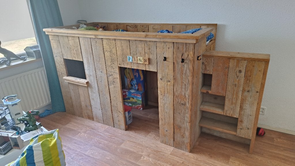 Steiger houten hoogslaper, Ophalen, Zo goed als nieuw, Hoogslaper