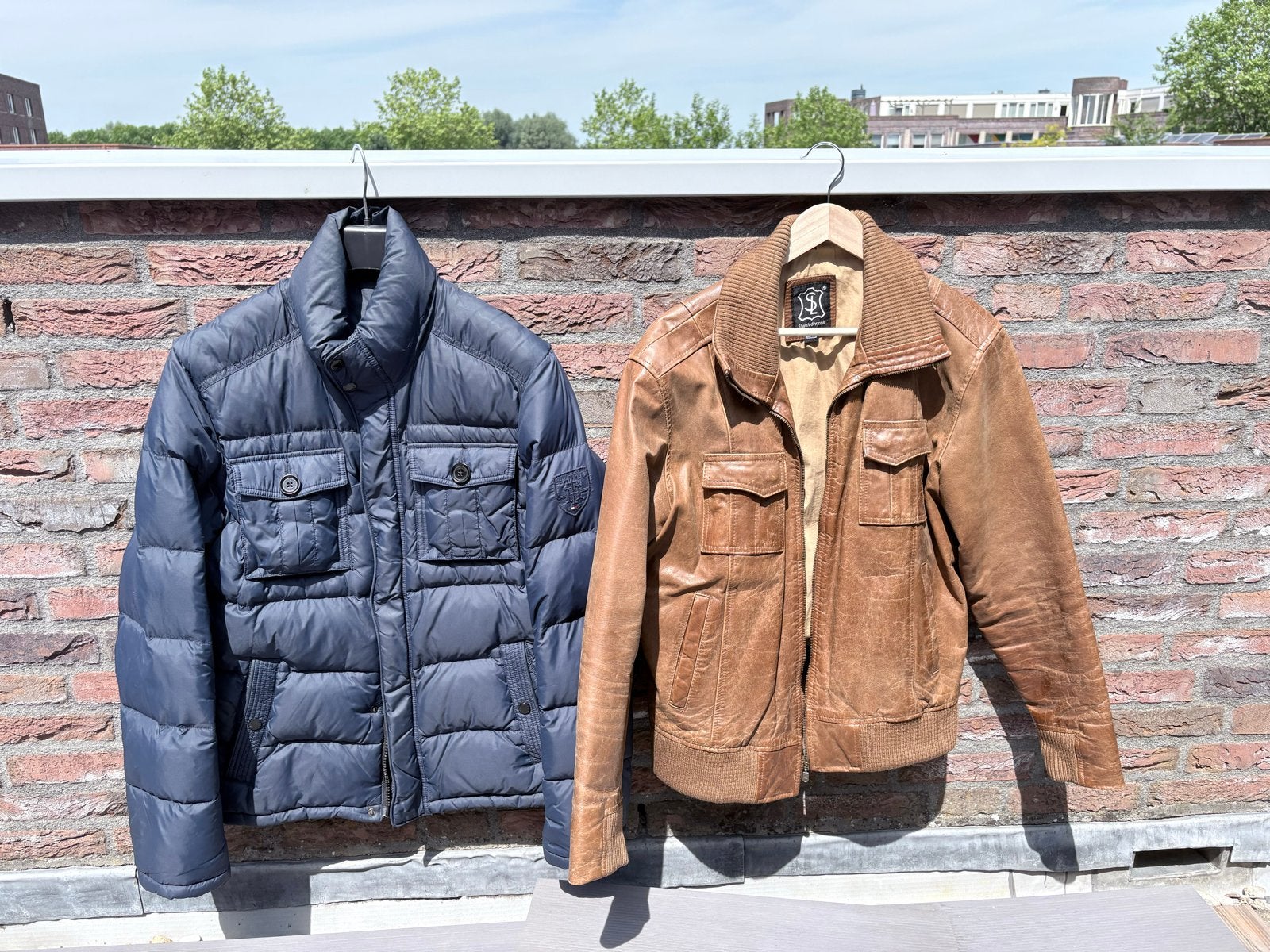 Tommy Hilfiger overhemd en jas, leren jas en Mexx pak, Ophalen, Gedragen, Maat 52/54 (L), Grijs