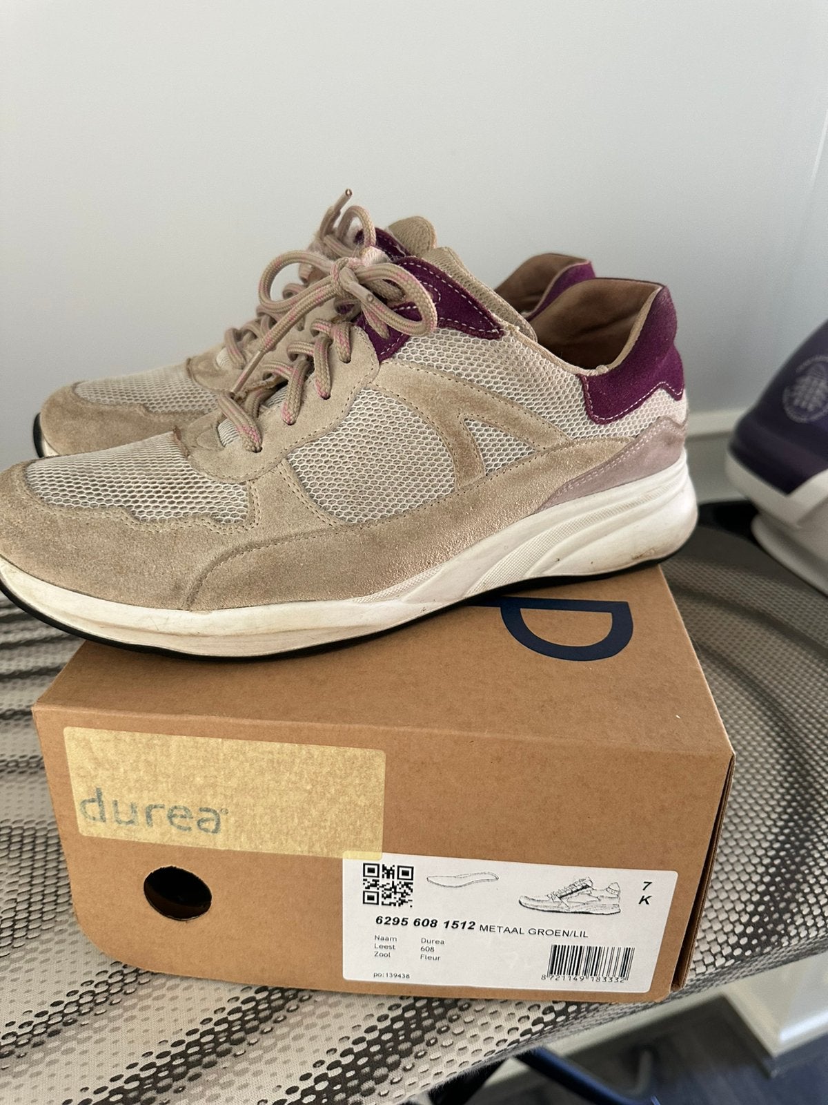 Durea sneakers maat 7 wijdte K, Kleding | Dames, Schoenen, Verzenden, Gedragen, Beige, Sneakers of Gympen